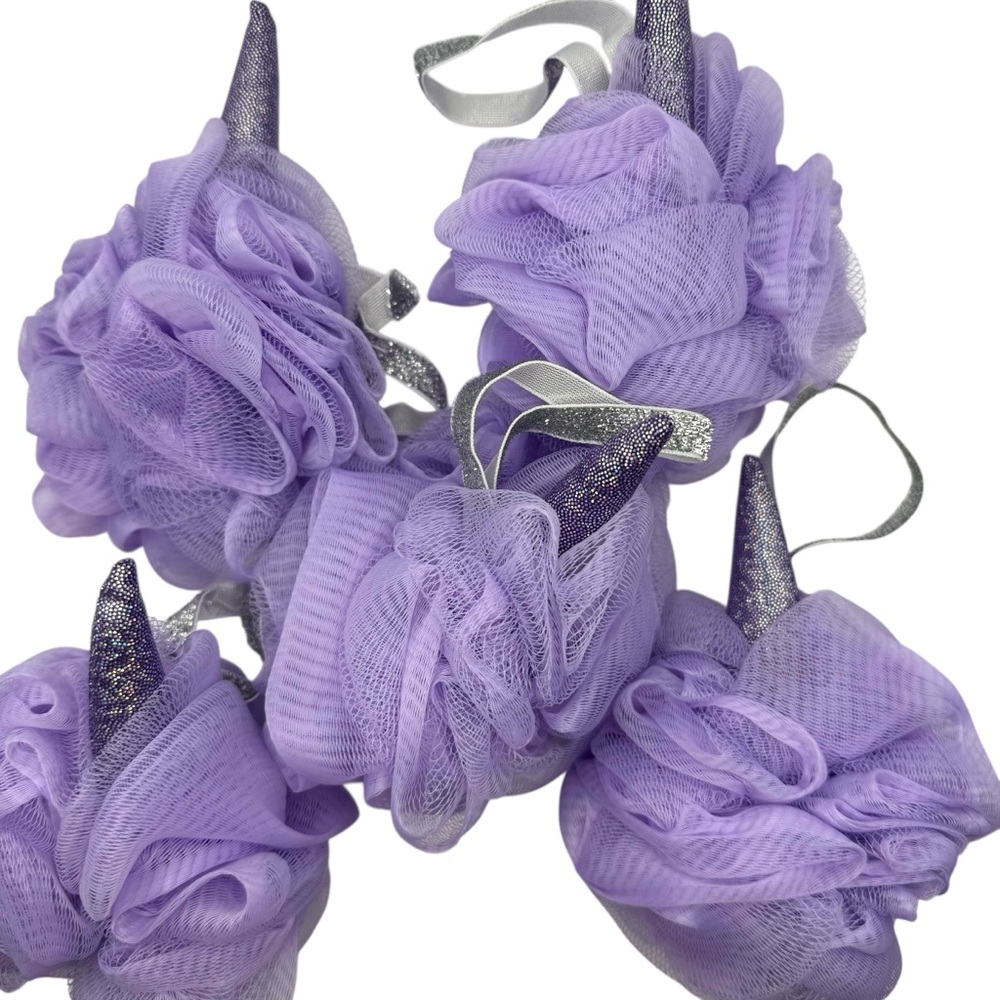 5 Purple Unicorn Bath Loofahs